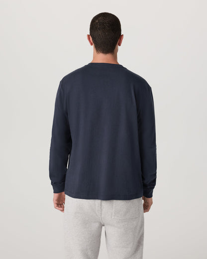 Long Sleeve Heavyweight Cotton Tee Men's Navy Shirt | Vuori sale - US 3410