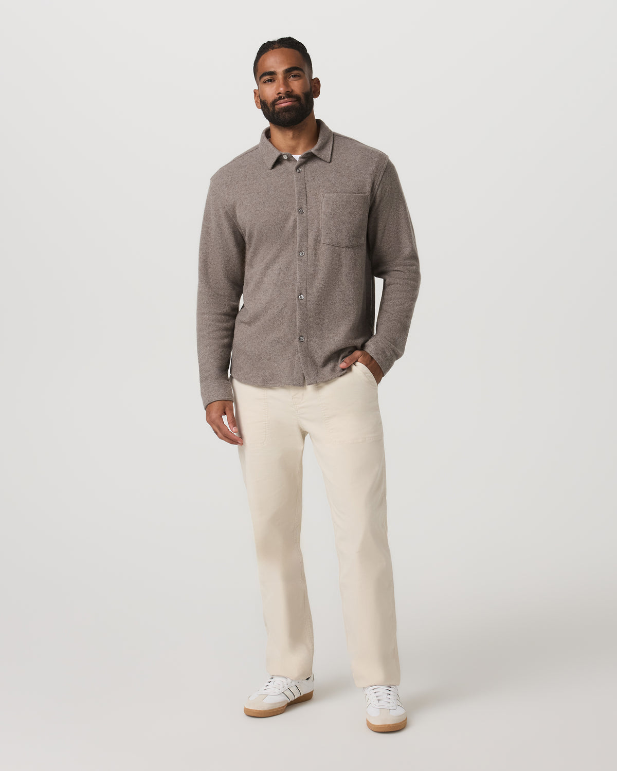 Long Sleeve Altitude Wool Shirt - Relaxed Phantom Grey | Vuori discount - US 1172