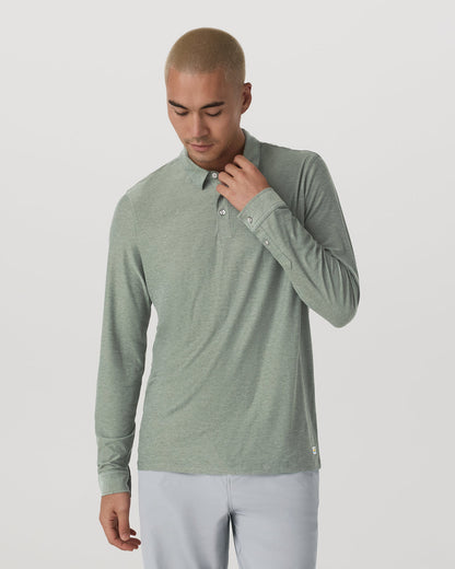 Long Sleeve Strato Tech Polo Men's Thyme Heather Shirt | Vuori online - US 8734