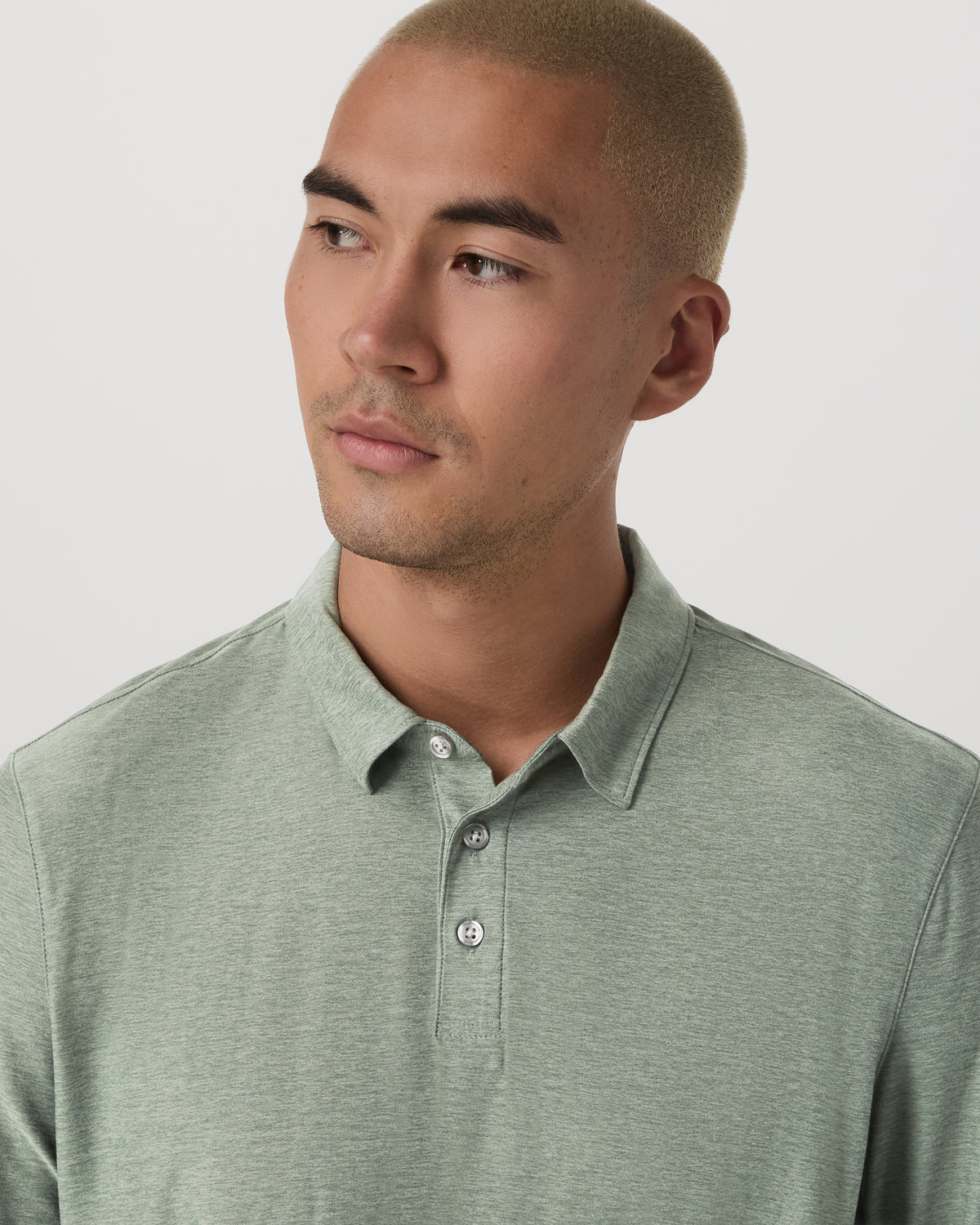 Long Sleeve Strato Tech Polo Men's Thyme Heather Shirt | Vuori online - US 8734
