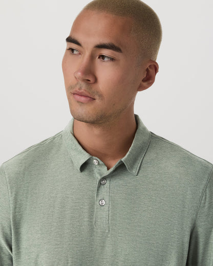Long Sleeve Strato Tech Polo Men's Thyme Heather Shirt | Vuori online - US 8734