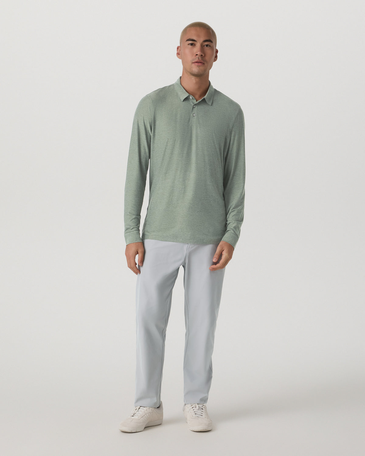Long Sleeve Strato Tech Polo Men's Thyme Heather Shirt | Vuori online - US 8734