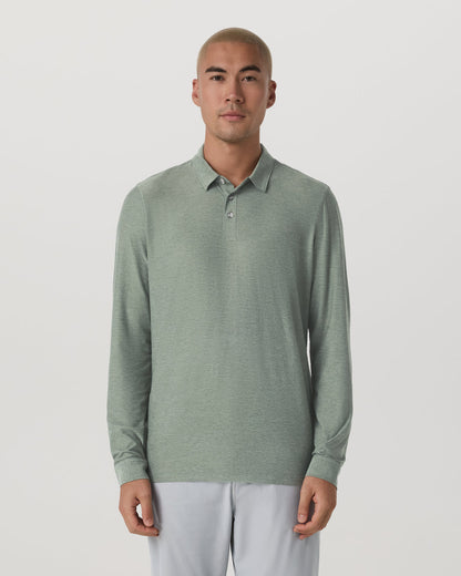 Long Sleeve Strato Tech Polo Men's Thyme Heather Shirt | Vuori online - US 8734