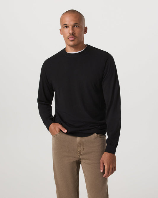 Merino Fine Gauge Wool Sweater Men's Black Sweater | Vuori for sale - US 8731
