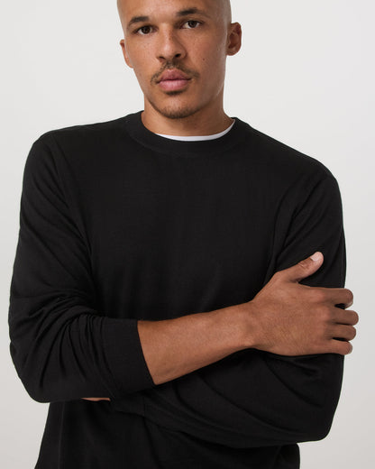 Merino Fine Gauge Wool Sweater Men's Black Sweater | Vuori for sale - US 8731