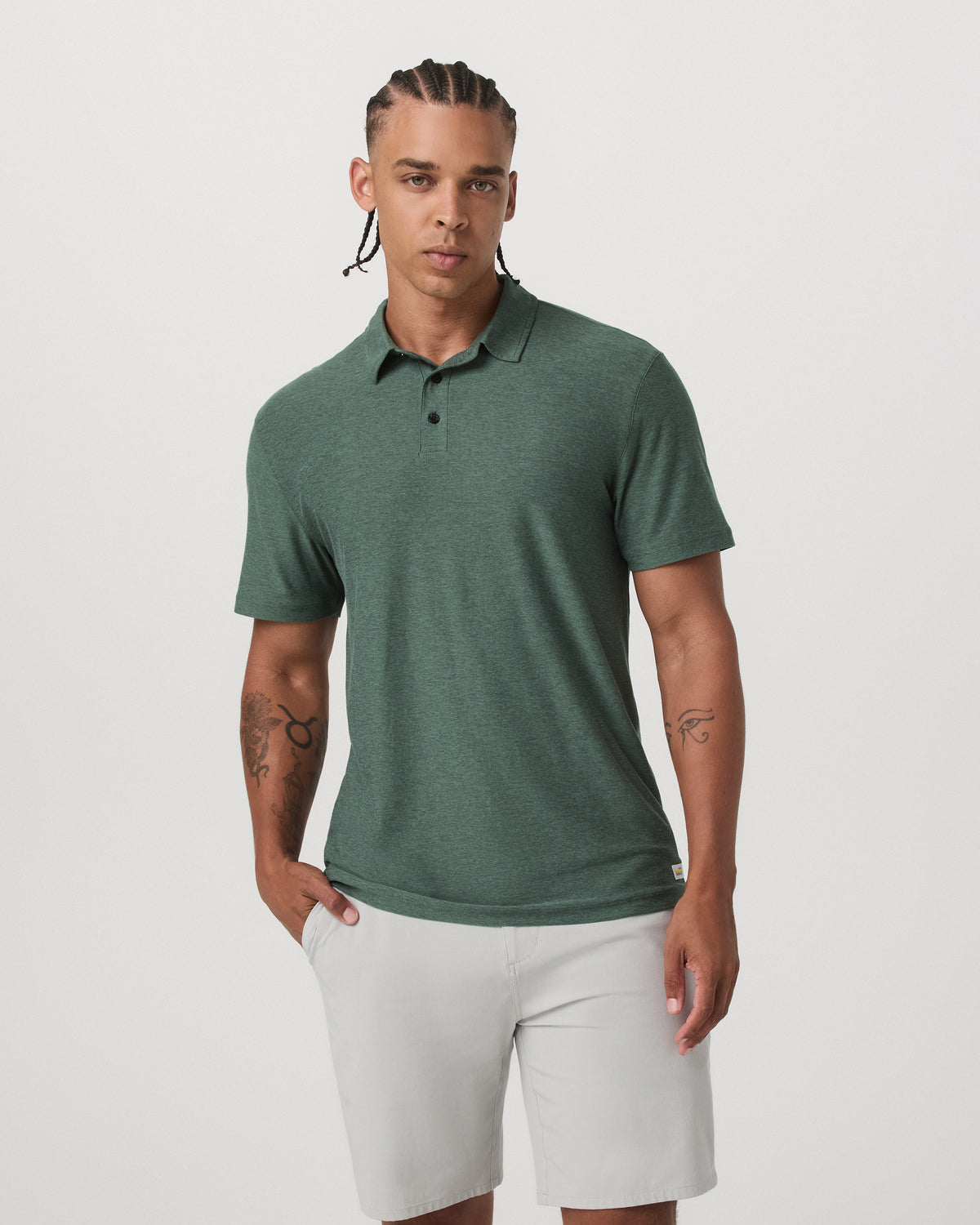 Strato Tech Polo Men's Agate Green Heather Polo Shirt | Vuori discount - US 2765