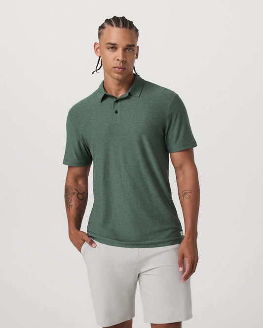 Strato Tech Polo Men's Agate Green Heather Polo Shirt | Vuori discount - US 2765