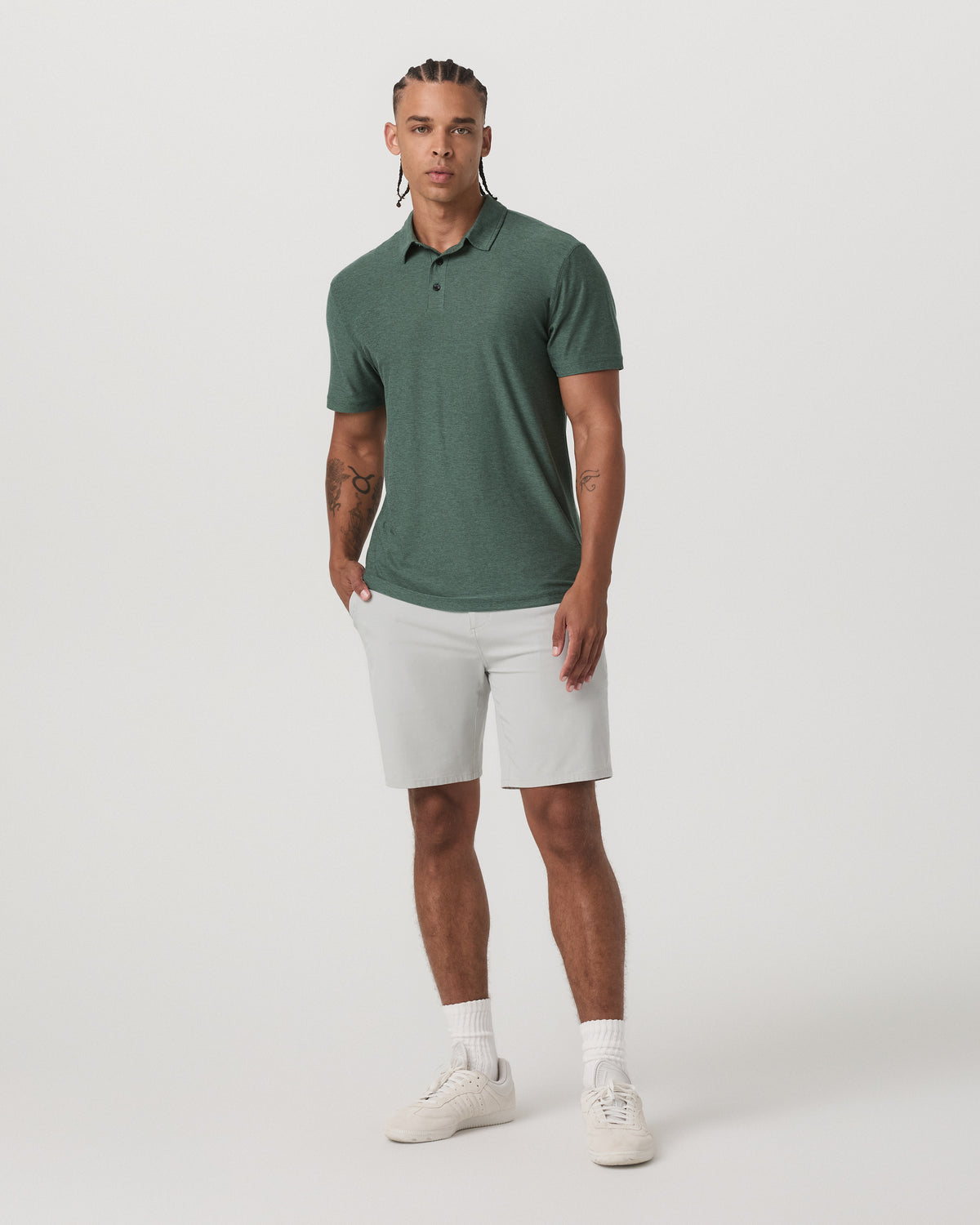 Strato Tech Polo Men's Agate Green Heather Polo Shirt | Vuori discount - US 2765