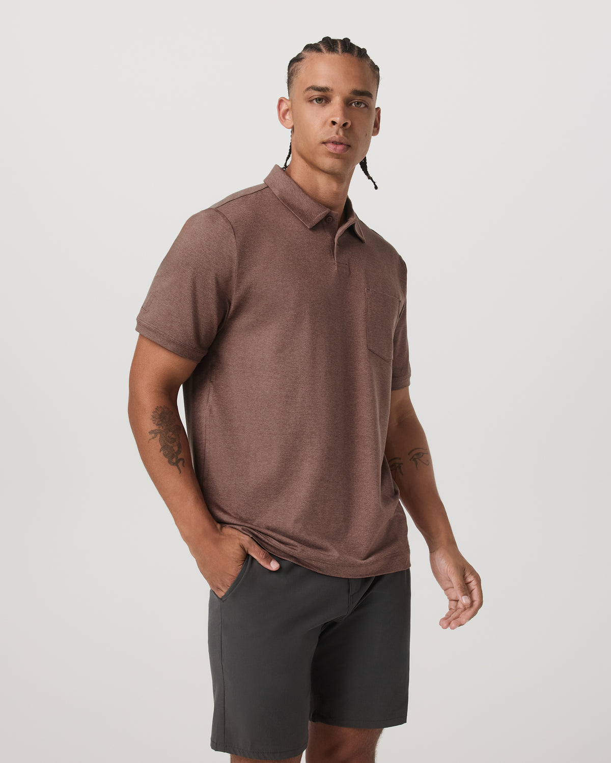 Short Sleeve Ponto Performance Polo Sable Heather | Vuori outlet - US 4567