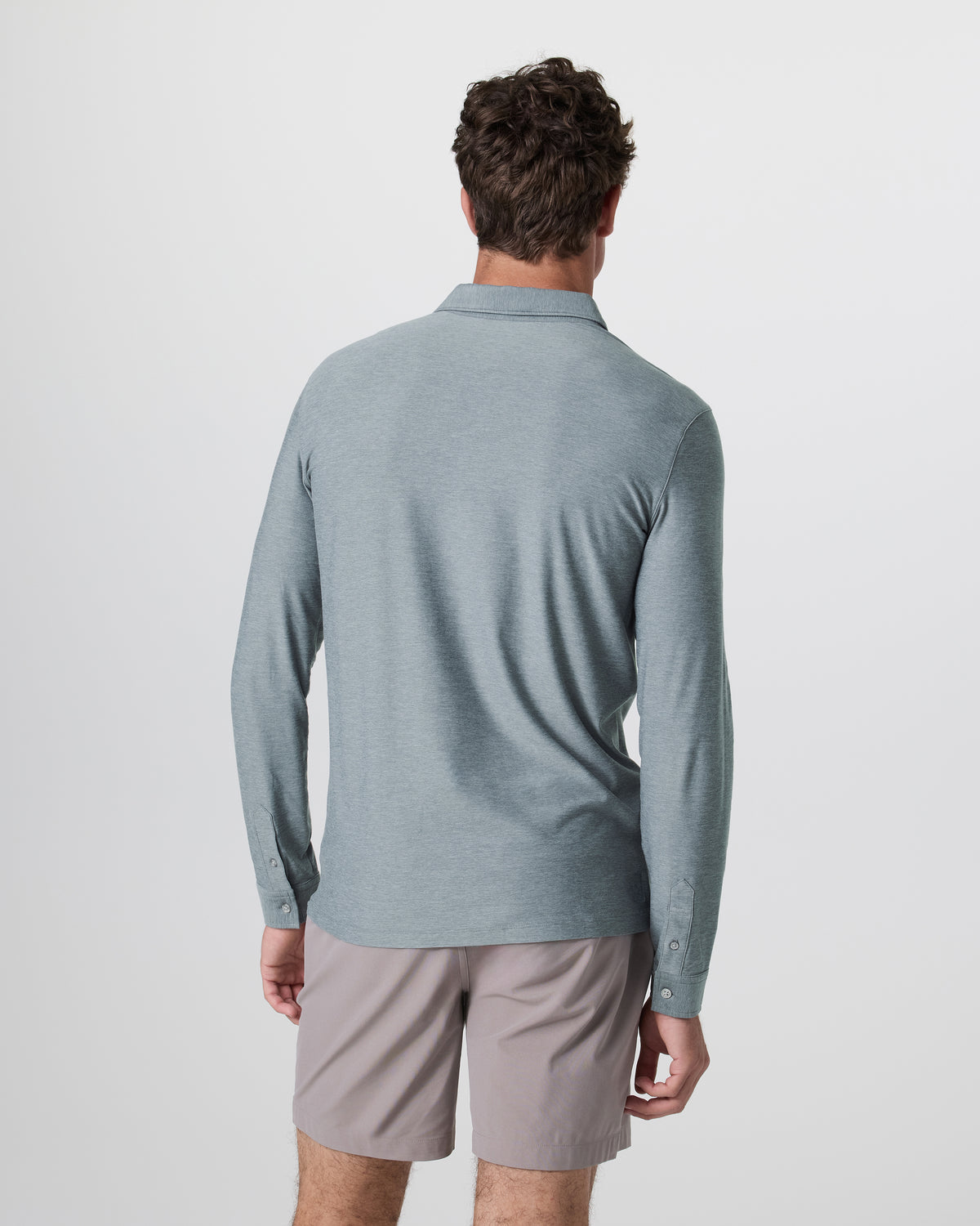Long Sleeve Strato Tech Polo Dusty Blue Heather | Vuori for sale - US 4368