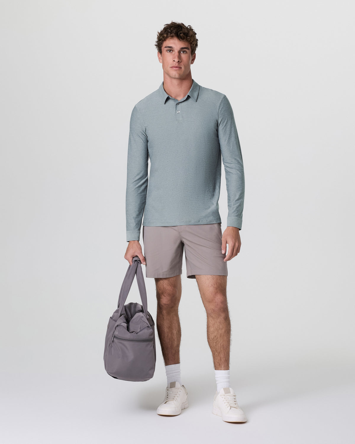 Long Sleeve Strato Tech Polo Dusty Blue Heather | Vuori for sale - US 4368