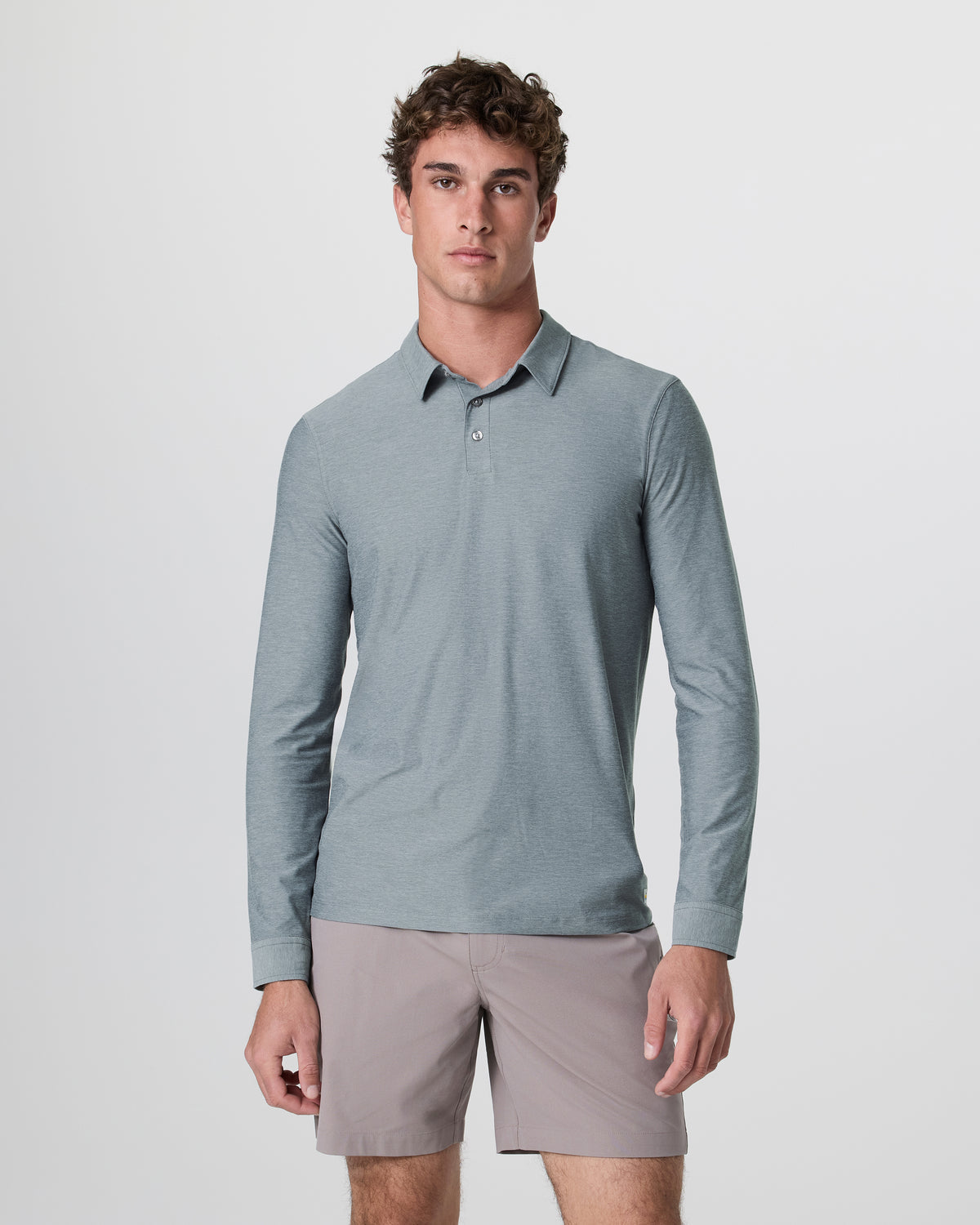 Long Sleeve Strato Tech Polo Dusty Blue Heather | Vuori for sale - US 4368