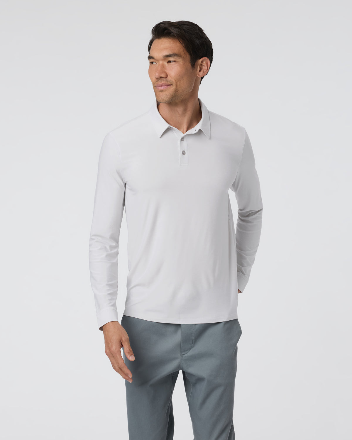 Long Sleeve Strato Tech Polo Frost Grey Heather | Vuori online - US 2530