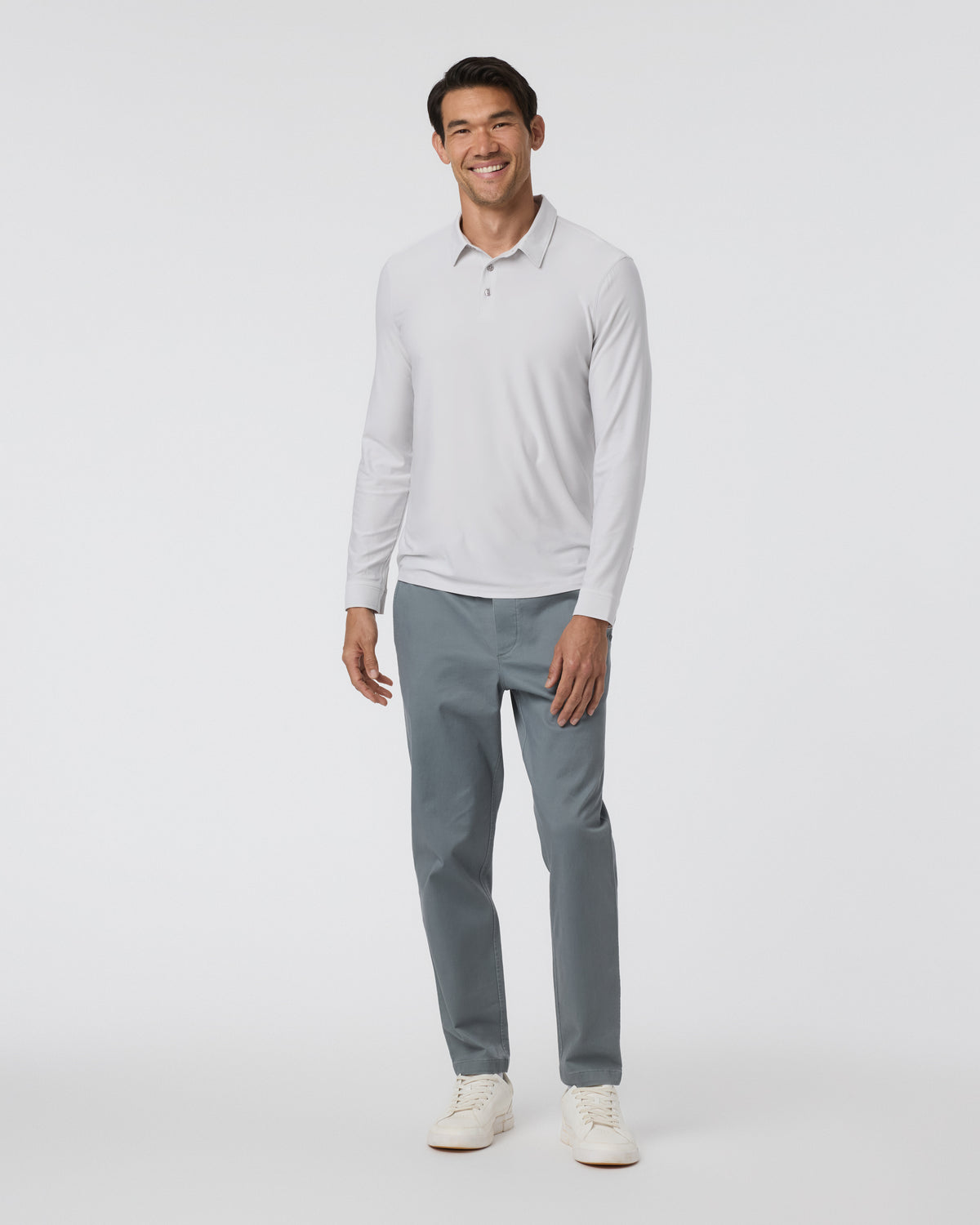 Long Sleeve Strato Tech Polo Frost Grey Heather | Vuori online - US 2530