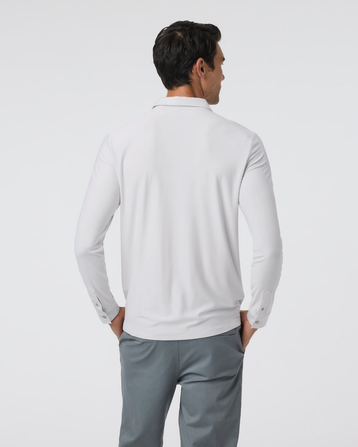 Long Sleeve Strato Tech Polo Frost Grey Heather | Vuori online - US 2530