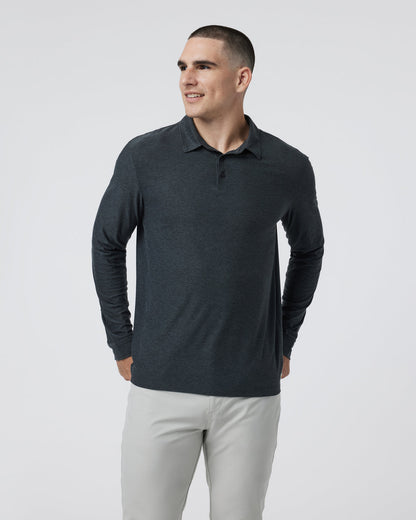 Long Sleeve Strato Tech Polo Charcoal Heather | Vuori for sale - US 7619