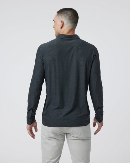 Long Sleeve Strato Tech Polo Charcoal Heather | Vuori for sale - US 7619