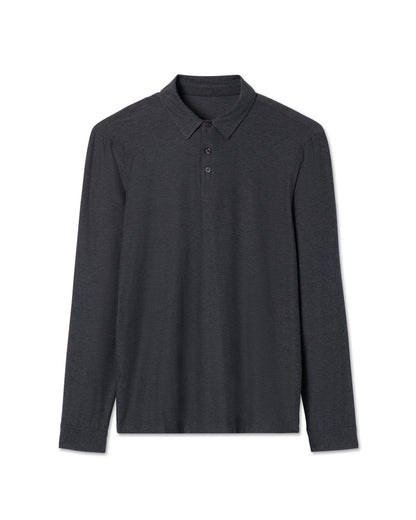 Long Sleeve Strato Tech Polo Charcoal Heather | Vuori for sale - US 7619