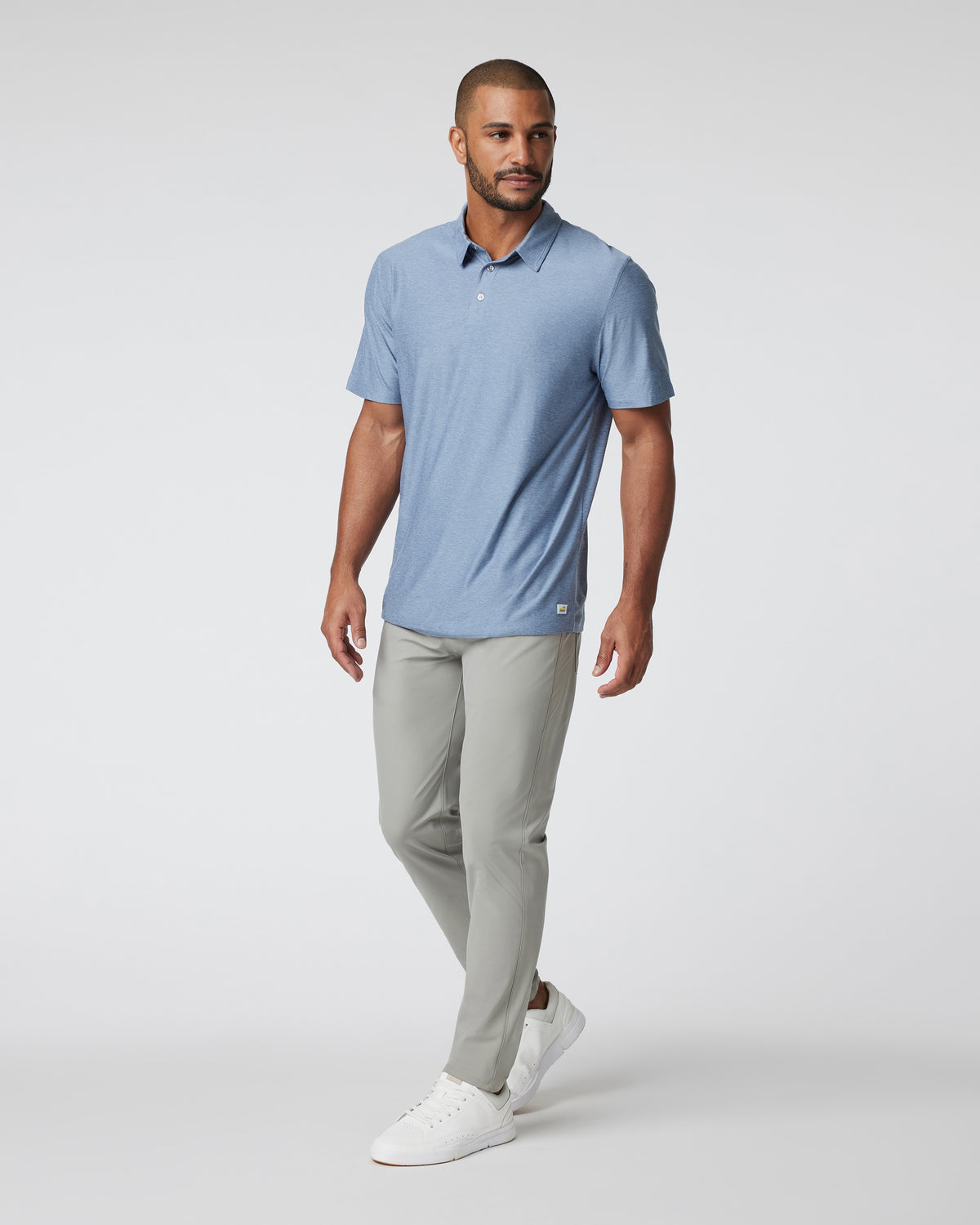 Strato Tech Polo Men's Chambray Heather Polo | Vuori onsale - US 2461