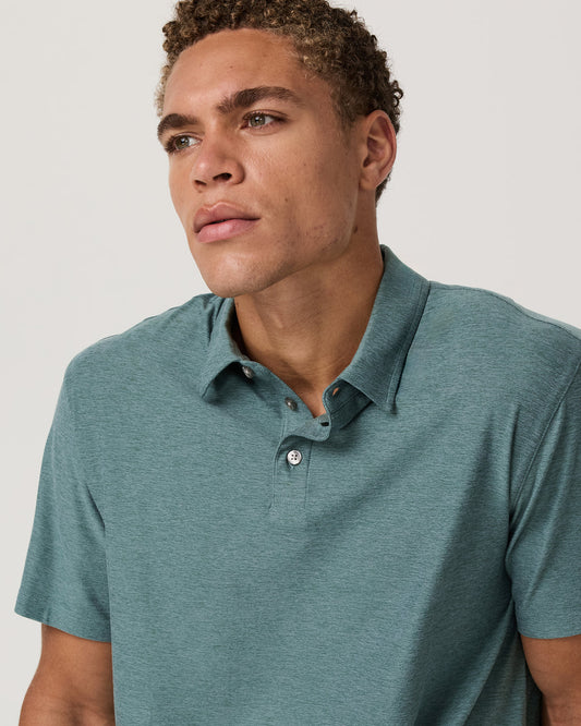Strato Tech Polo Men's Bluegrass Heather Polo Shirt | Vuori online - US 8626