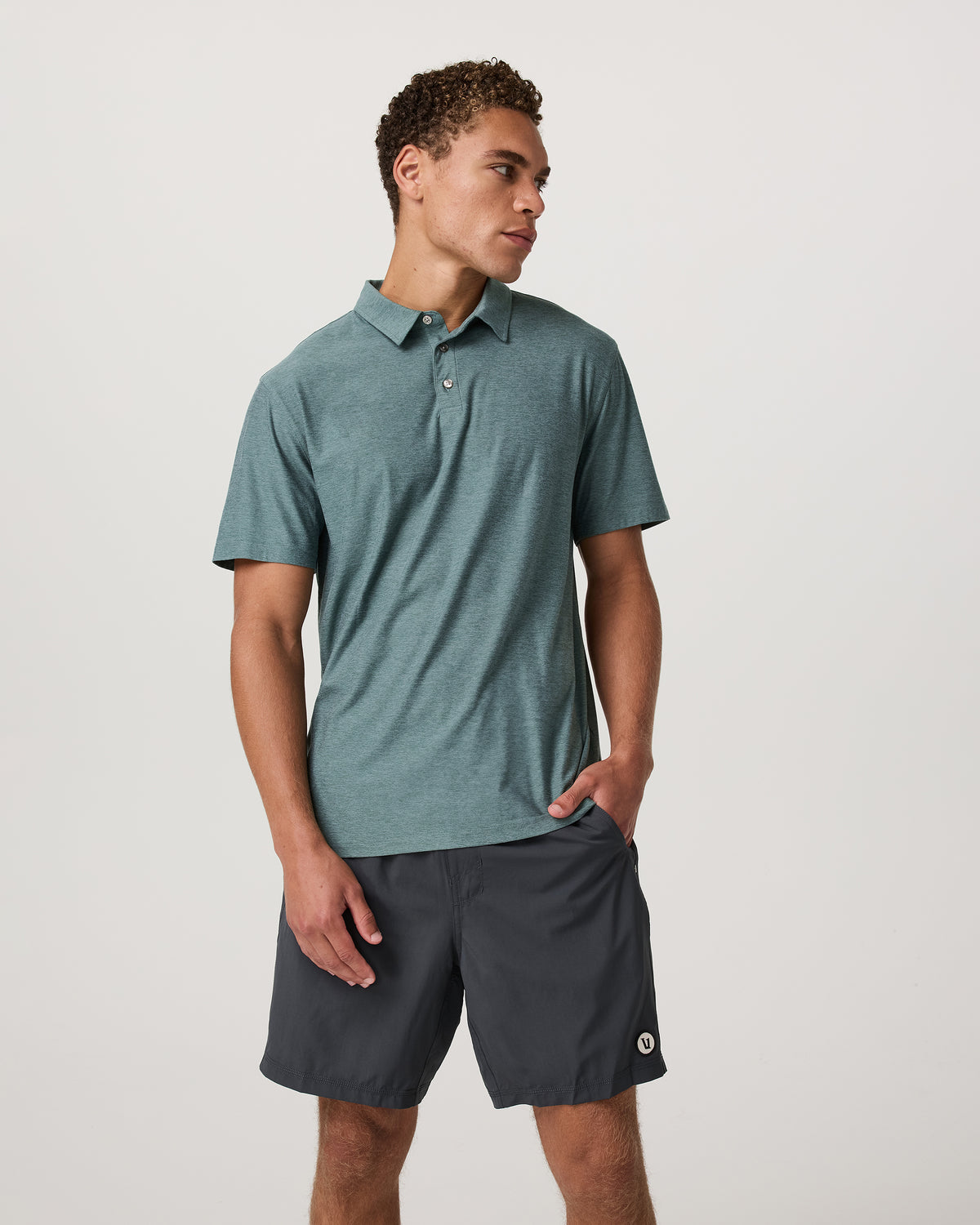 Strato Tech Polo Men's Bluegrass Heather Polo Shirt | Vuori online - US 8626