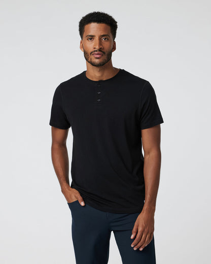 Short-Sleeve Tuvalu Henley Men's Black Henley Shirt | Vuori onsale - US 4322