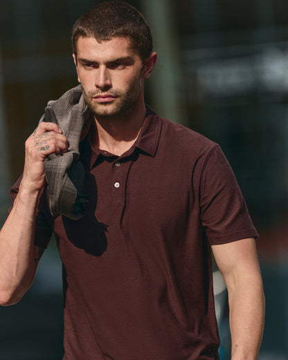 Strato Tech Polo Men's Raisin Heather Performance Shirt | Vuori sale - US 4631
