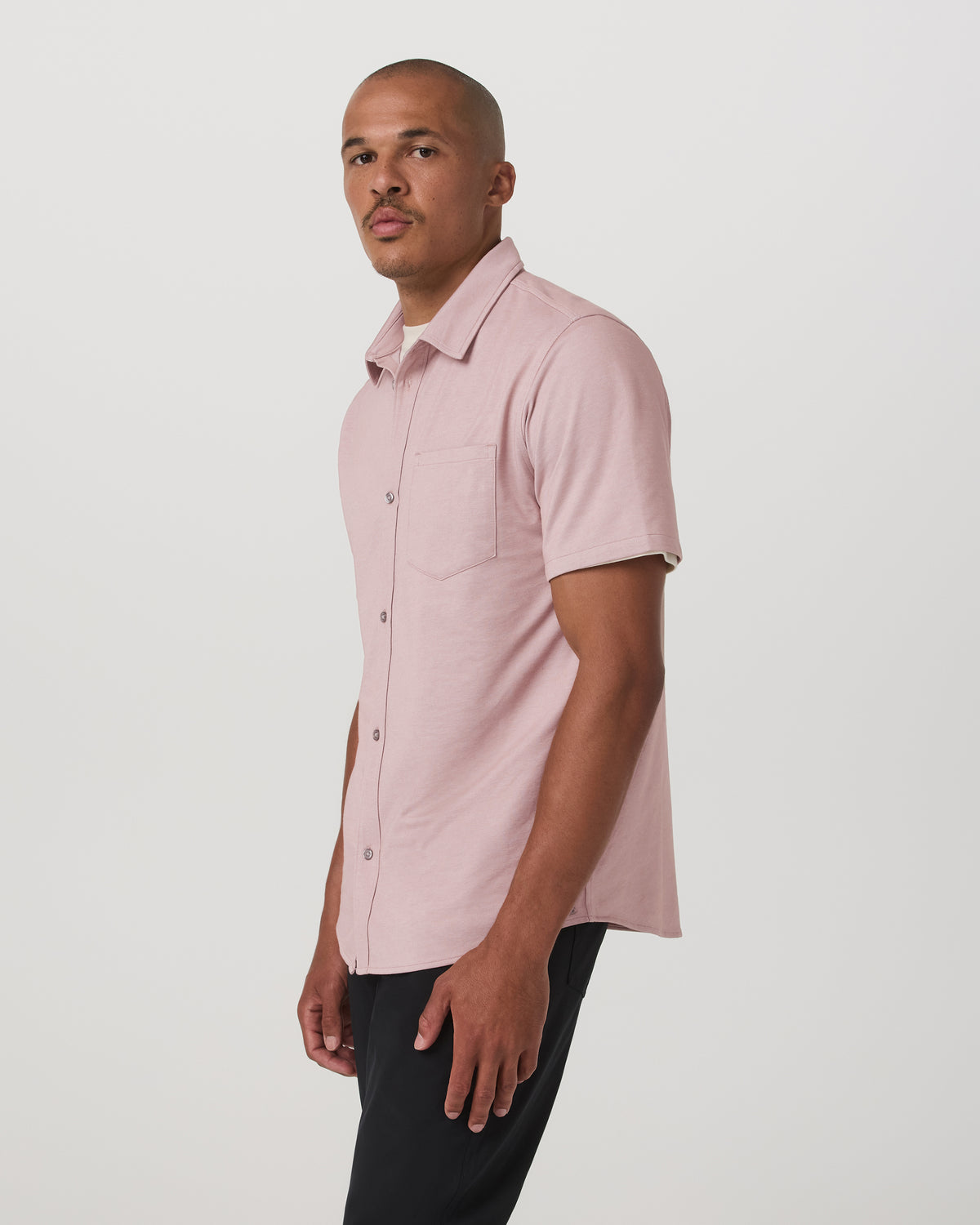 Short Sleeve Knit Oxford Button Down - Classic Fit Mauve | Vuori online - US 8153
