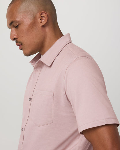 Short Sleeve Knit Oxford Button Down - Classic Fit Mauve | Vuori online - US 8153