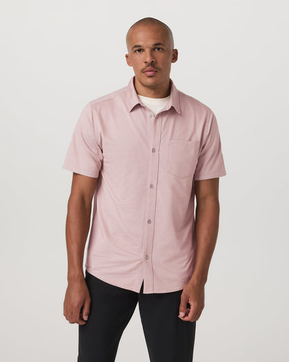 Short Sleeve Knit Oxford Button Down - Classic Fit Mauve | Vuori online - US 8153
