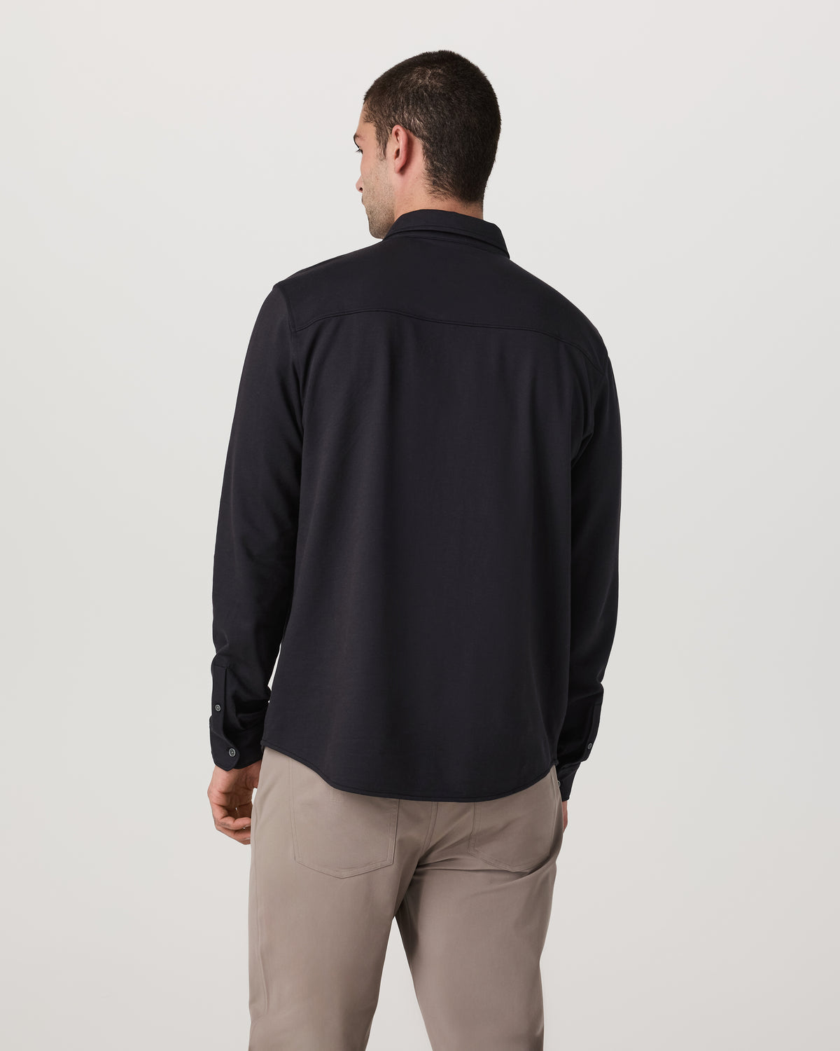 Long Sleeve Knit Oxford Button Down Men's Black Shirt | Vuori outlet - US 3772