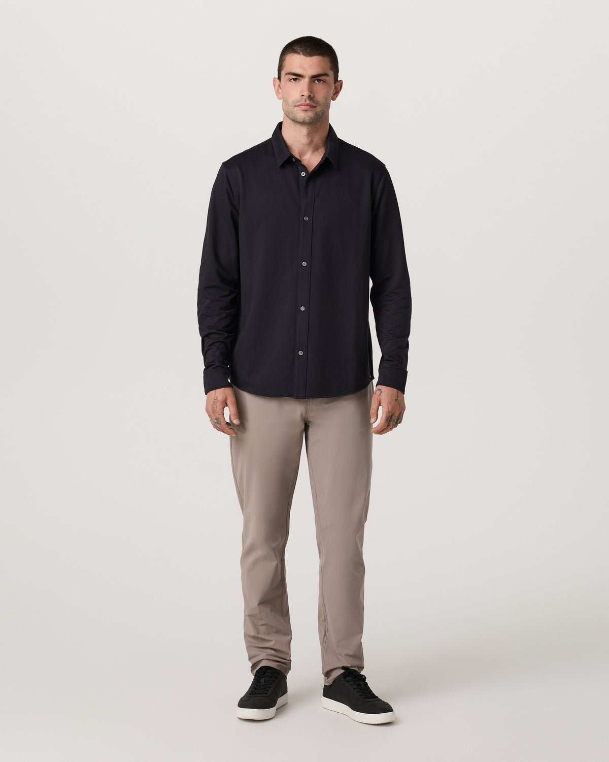 Long Sleeve Knit Oxford Button Down Men's Black Shirt | Vuori outlet - US 3772
