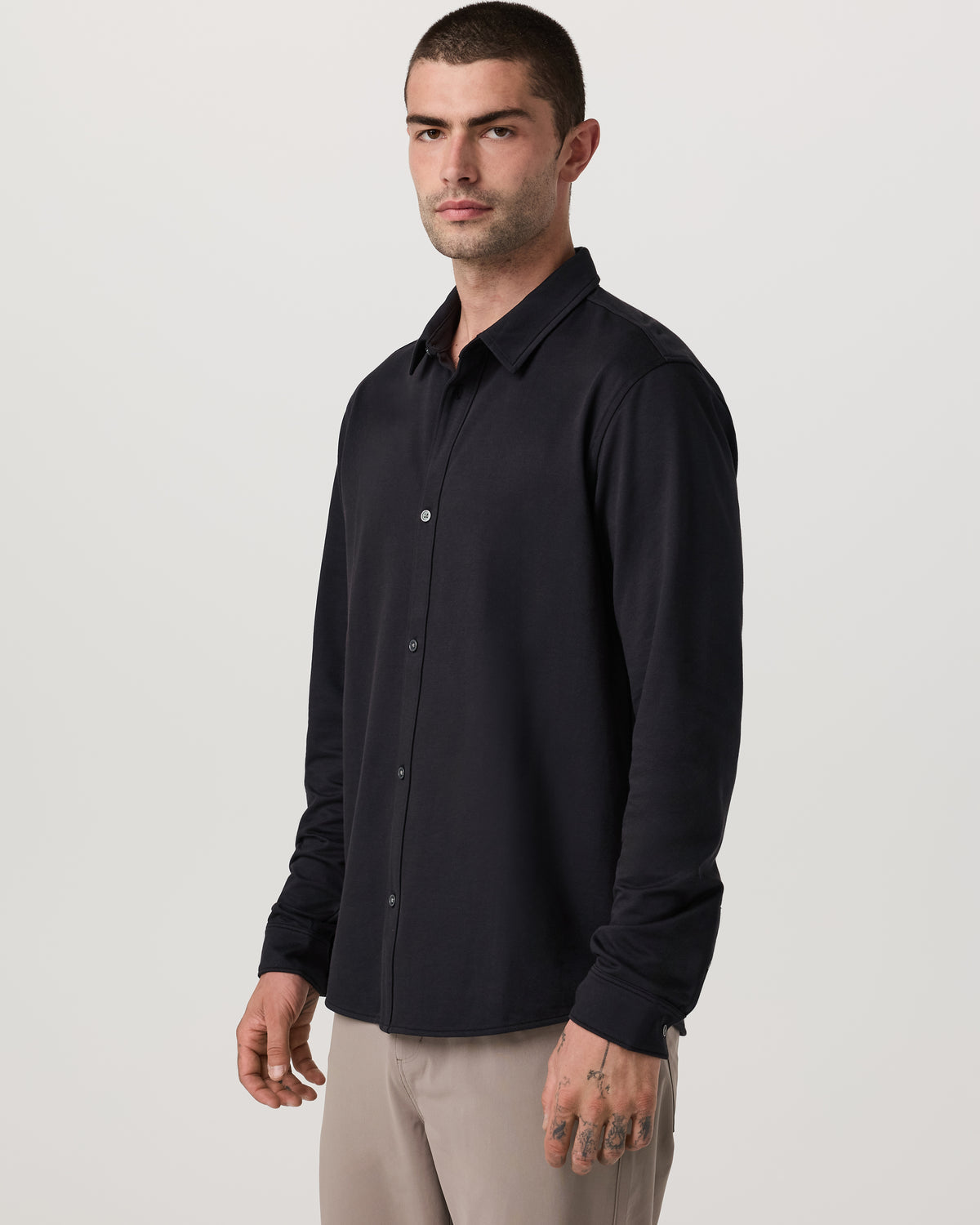 Long Sleeve Knit Oxford Button Down Men's Black Shirt | Vuori outlet - US 3772