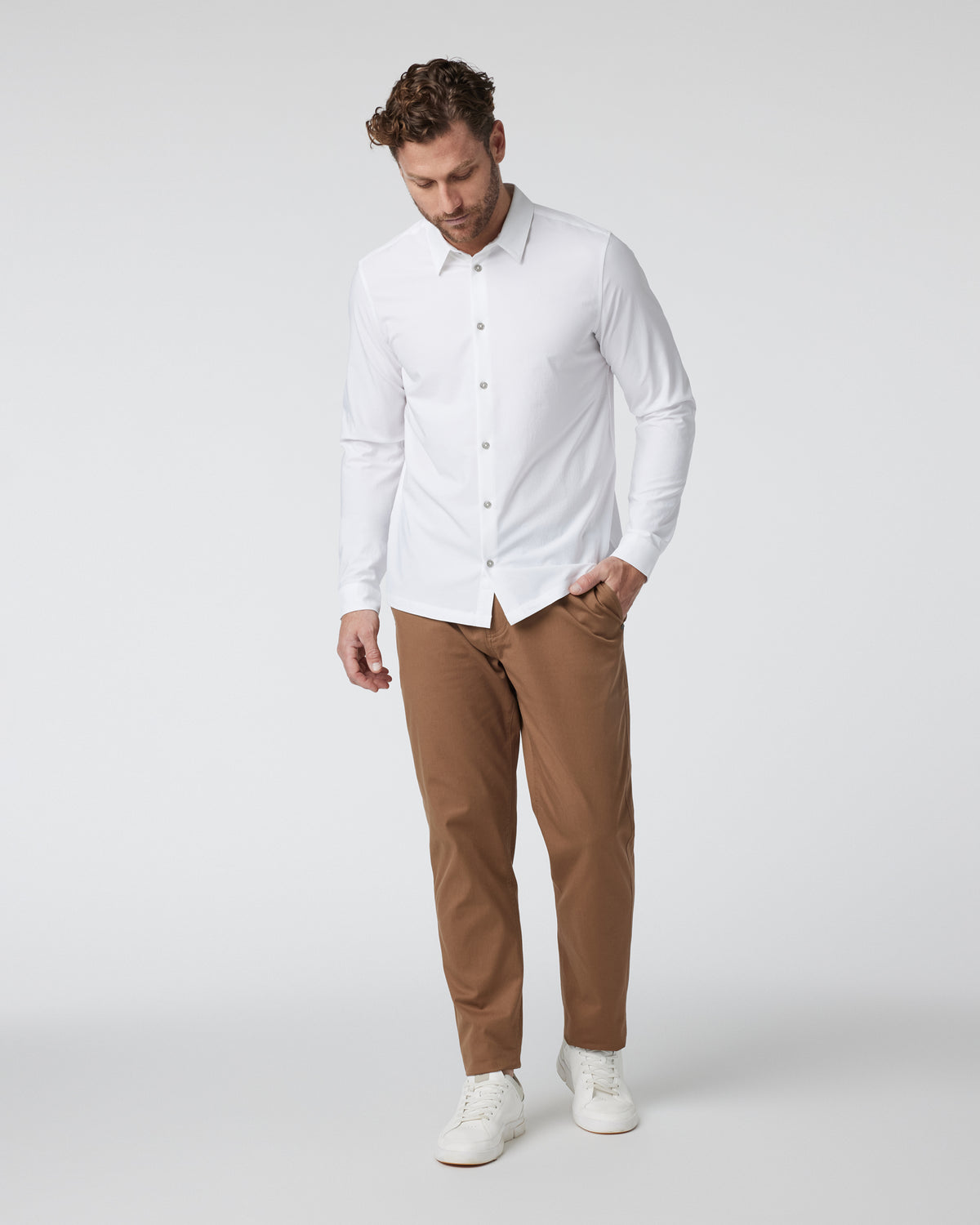 Long Sleeve Manhattan Button Down Men's White Shirt | Vuori sale - US 6545