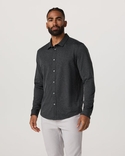 Men's Long Sleeve Ponto Button Down Charcoal Heather | Vuori for sale - US 7849