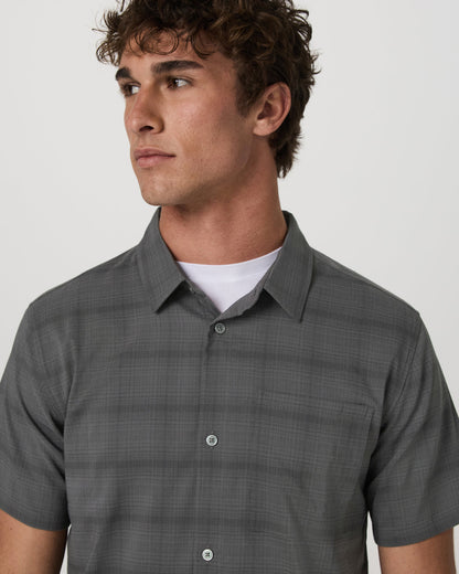 Men's Short Sleeve Plaid Button Down Shirt Dark Pewter | Vuori discount - US 6620