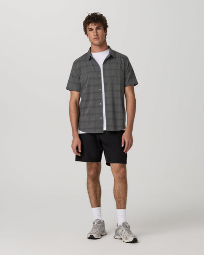 Men's Short Sleeve Plaid Button Down Shirt Dark Pewter | Vuori discount - US 6620