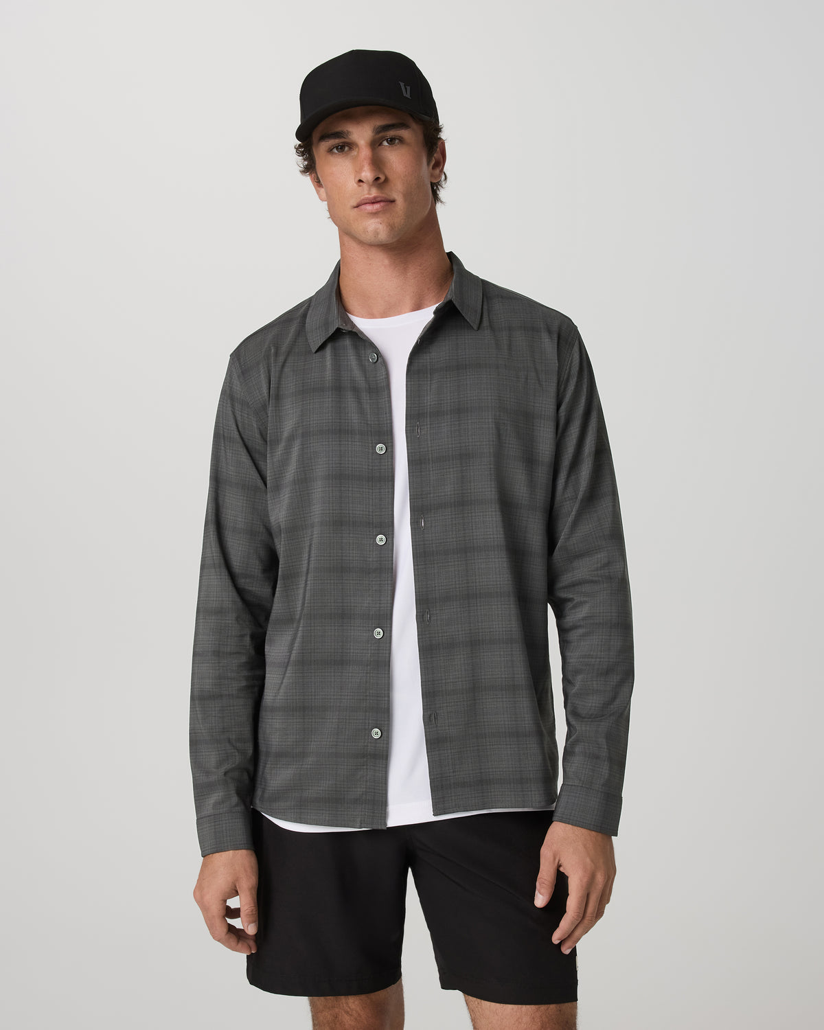 Men's Long Sleeve Plaid Button Down Shirt Dark Pewter | Vuori outlet - US 9705