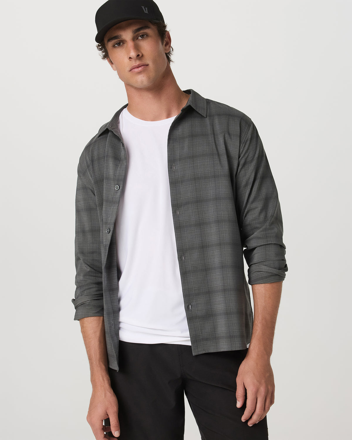 Men's Long Sleeve Plaid Button Down Shirt Dark Pewter | Vuori outlet - US 9705