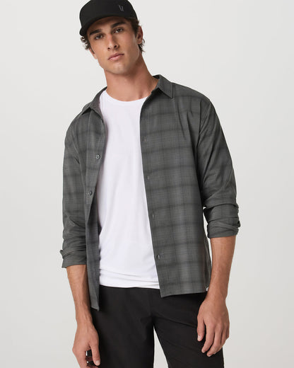 Men's Long Sleeve Plaid Button Down Shirt Dark Pewter | Vuori outlet - US 9705