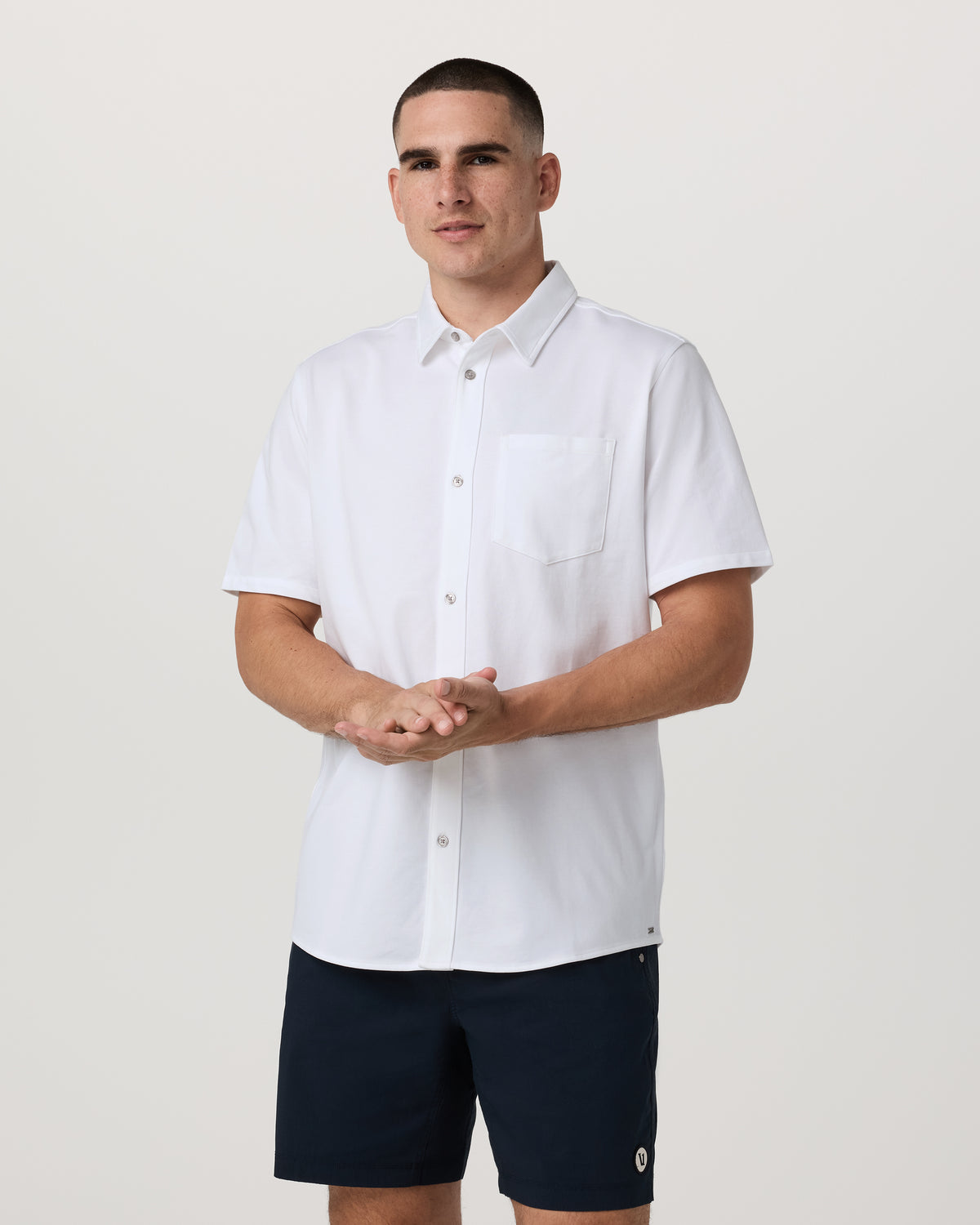 Short Sleeve Knit Oxford Button Down - Classic Fit White | Vuori sale - US 1755
