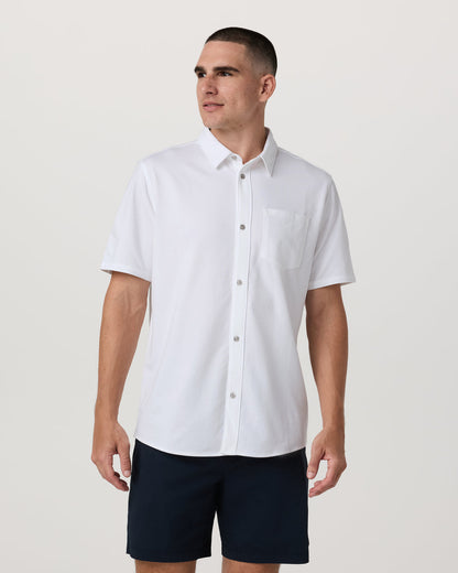 Short Sleeve Knit Oxford Button Down - Classic Fit White | Vuori sale - US 1755