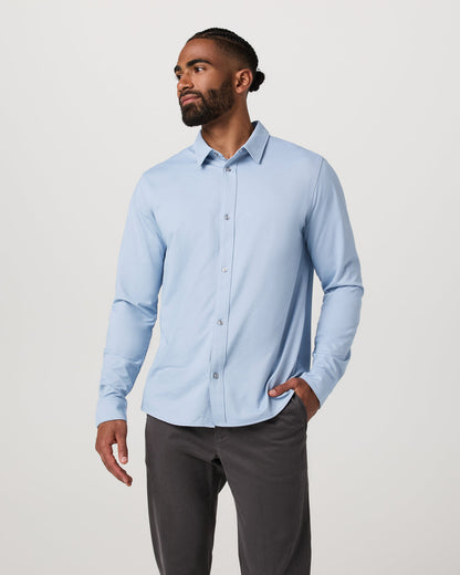 Men's Long Sleeve Knit Oxford Button Down Blue Dusk | Vuori onsale - US 2149