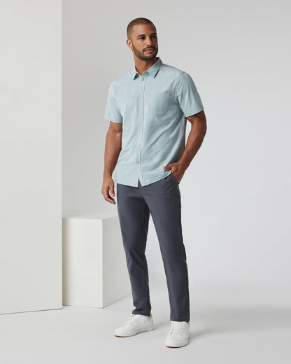 Short-Sleeve Bridge Button Down Chalk Blue Falling Fronds | Vuori online - US 1780