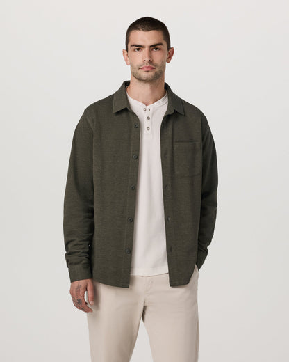 Jeffreys Overshirt Men's Olive Heather Button-Up Shirt | Vuori discount - US 8513