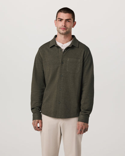 Jeffreys Overshirt Men's Olive Heather Button-Up Shirt | Vuori discount - US 8513