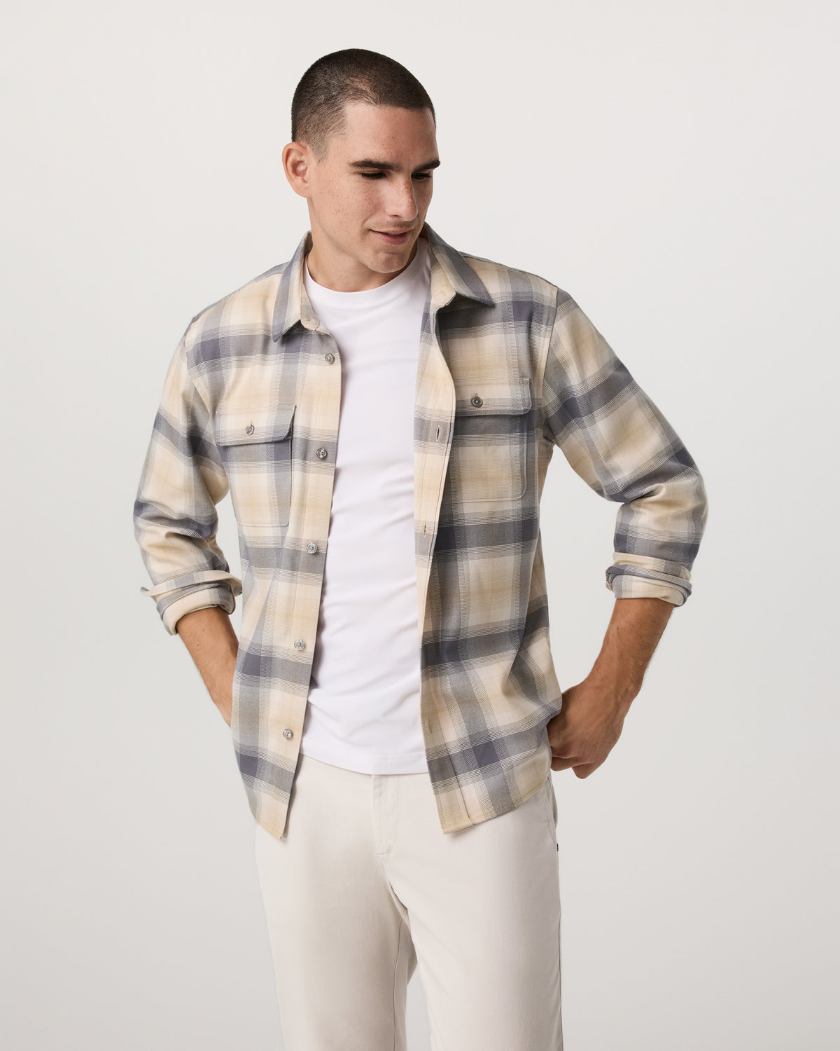 Long Sleeve Flannel Button Down Men's Cavern Grey Shirt | Vuori shop - US 8518