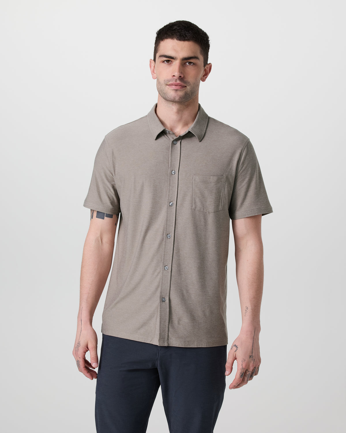 Short Sleeve Strato Button Down Mocha Heather | Vuori discount - US 7701
