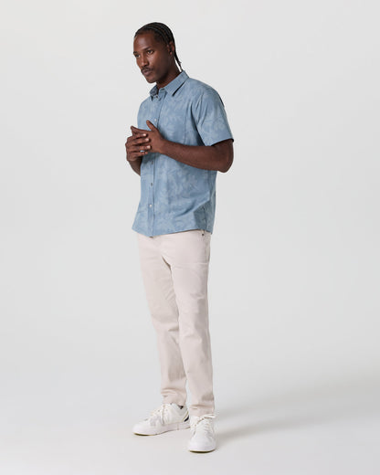 Short Sleeve Bridge Button Down Dusty Blue Plumeria | Vuori for sale - US 3381