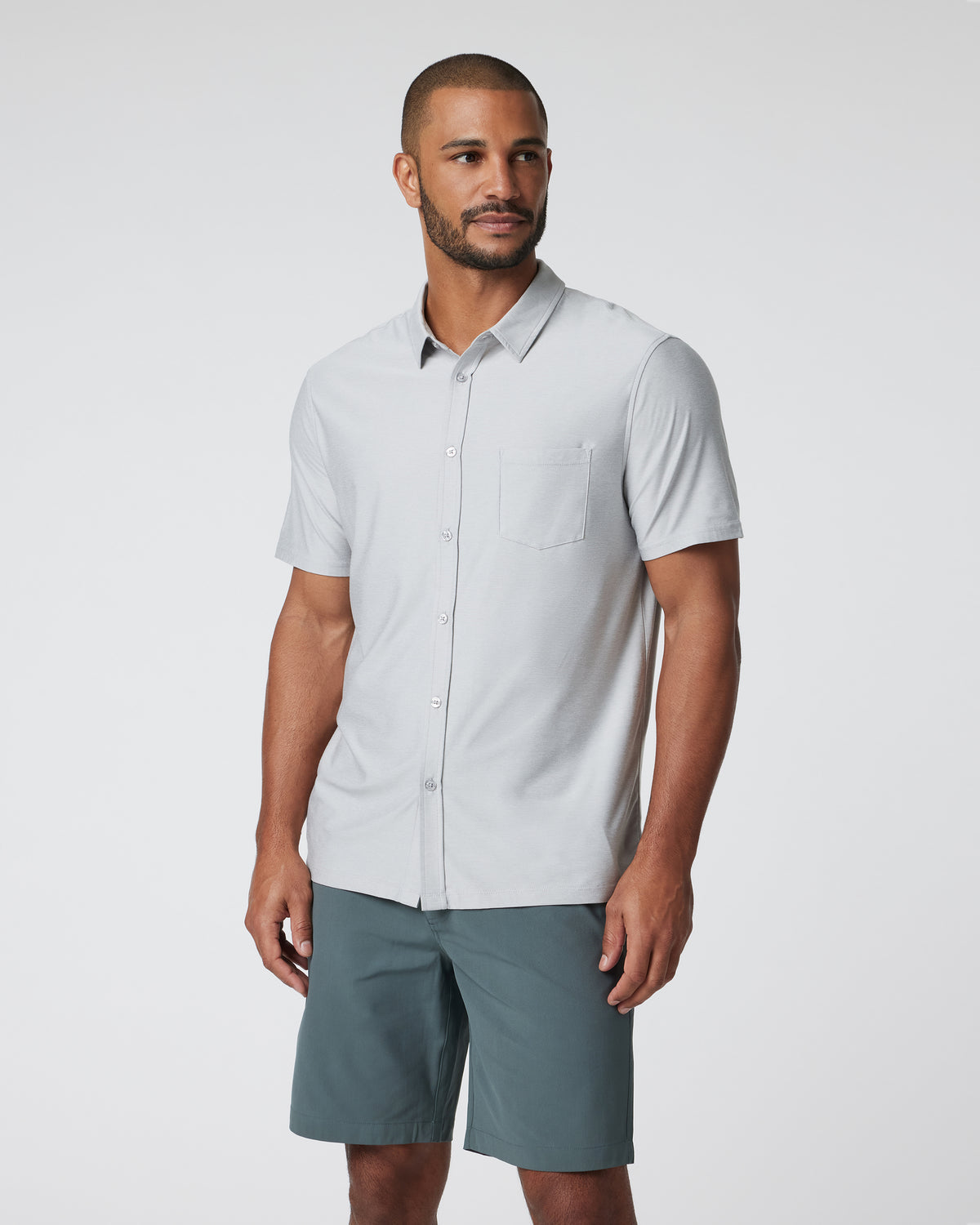 Short Sleeve Strato Button Down Men's Platinum Shirt | Vuori outlet - US 6926